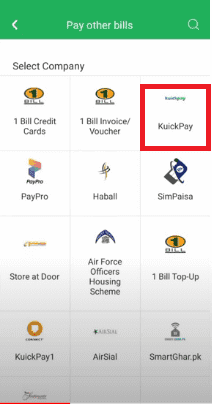 In the Pay Others Bills section  you can Select Company, click on Kuickpay